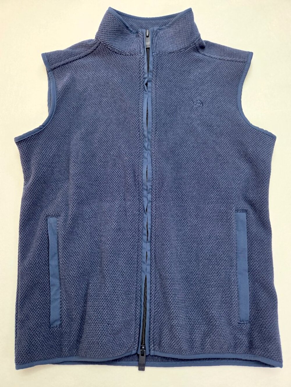 Southern Tide Boys L Navy Blue Textured Fleece Full Zip Vest